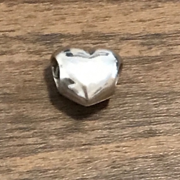 Pandora Sterling Silver Plain Shiny Puffy Heart Retired Bead Charm - Picture 4 of 6